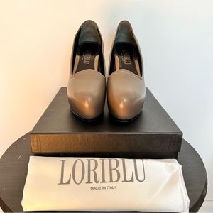 Loriblu leather platforms with fur trim